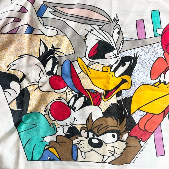Vintage Warner Brothers Looney Toons Pillowcase Bugs Bunny Sylvester Cat Single - Picture 7 of 7